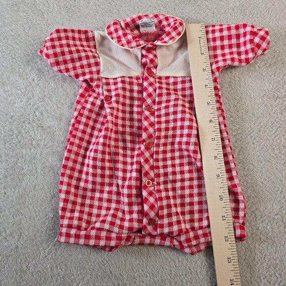 Baby Bliss Romper Size Medium Red Gingham Check Vintage Retro Summer 60s Unisex - Picture 11 of 14
